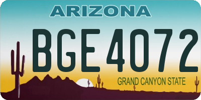 AZ license plate BGE4072