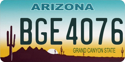 AZ license plate BGE4076