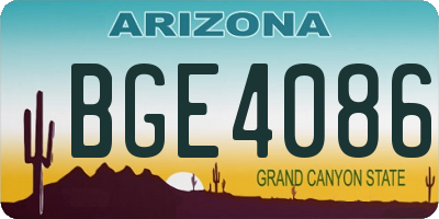 AZ license plate BGE4086