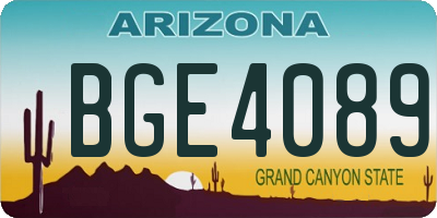 AZ license plate BGE4089