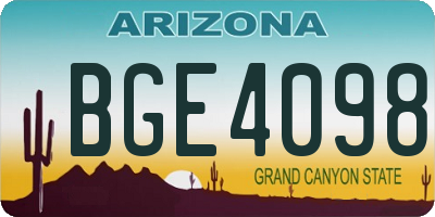 AZ license plate BGE4098