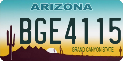 AZ license plate BGE4115