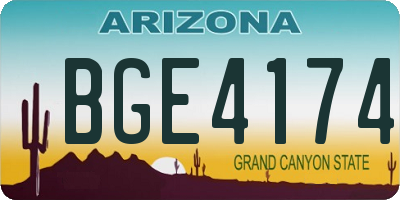 AZ license plate BGE4174