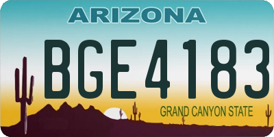 AZ license plate BGE4183