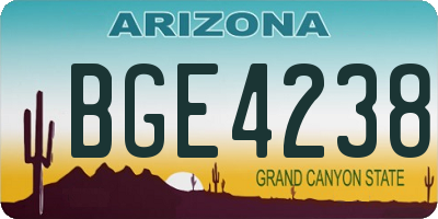 AZ license plate BGE4238