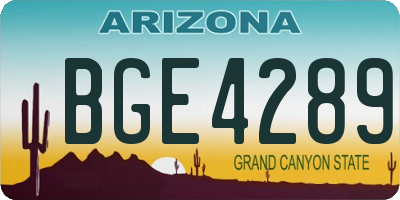 AZ license plate BGE4289