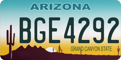 AZ license plate BGE4292
