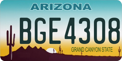 AZ license plate BGE4308