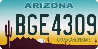 AZ license plate BGE4309