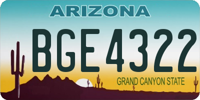 AZ license plate BGE4322