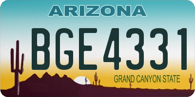 AZ license plate BGE4331
