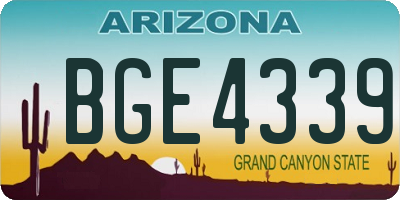 AZ license plate BGE4339