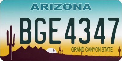 AZ license plate BGE4347