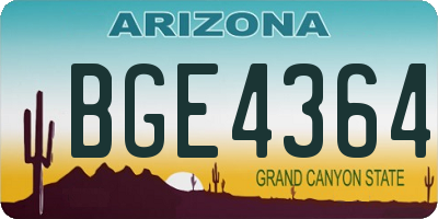 AZ license plate BGE4364