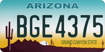 AZ license plate BGE4375
