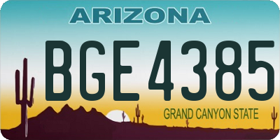 AZ license plate BGE4385