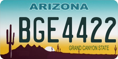 AZ license plate BGE4422