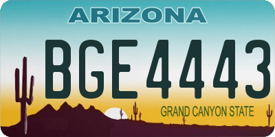 AZ license plate BGE4443