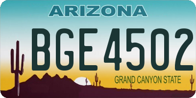 AZ license plate BGE4502