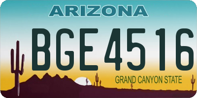 AZ license plate BGE4516