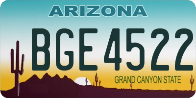 AZ license plate BGE4522