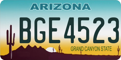 AZ license plate BGE4523