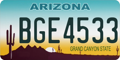 AZ license plate BGE4533