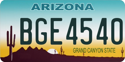AZ license plate BGE4540