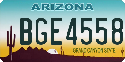 AZ license plate BGE4558