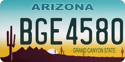 AZ license plate BGE4580