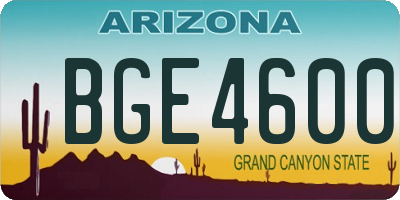 AZ license plate BGE4600