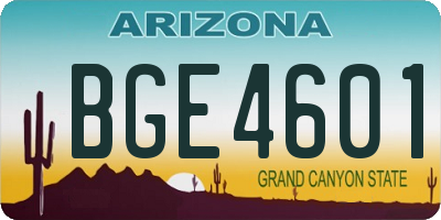 AZ license plate BGE4601
