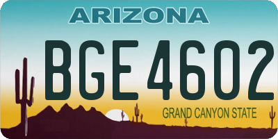 AZ license plate BGE4602
