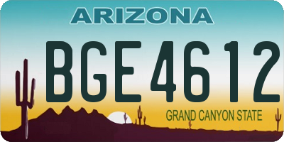 AZ license plate BGE4612