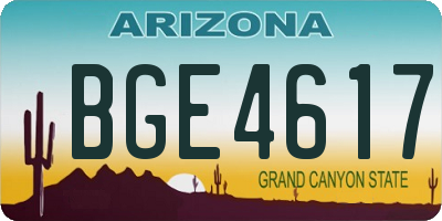 AZ license plate BGE4617