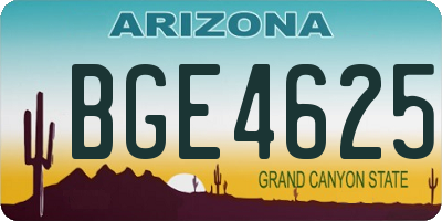 AZ license plate BGE4625