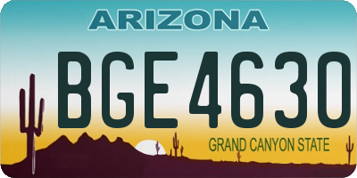 AZ license plate BGE4630