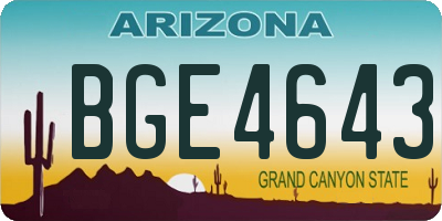 AZ license plate BGE4643
