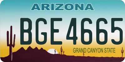 AZ license plate BGE4665