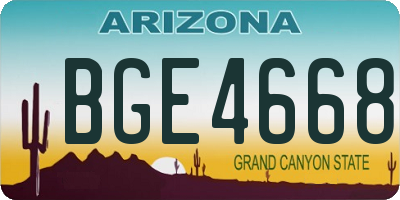 AZ license plate BGE4668