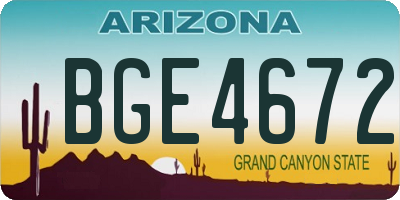 AZ license plate BGE4672