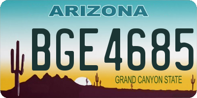 AZ license plate BGE4685
