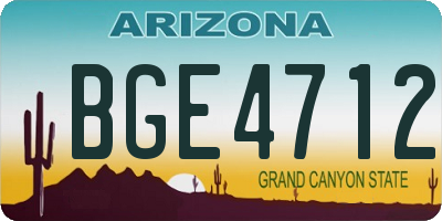 AZ license plate BGE4712