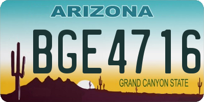 AZ license plate BGE4716