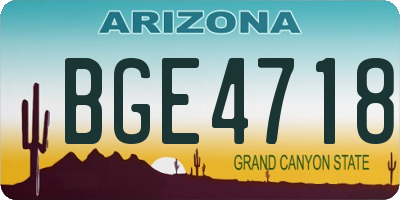 AZ license plate BGE4718