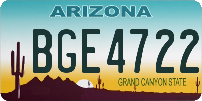 AZ license plate BGE4722