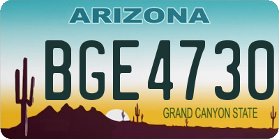 AZ license plate BGE4730