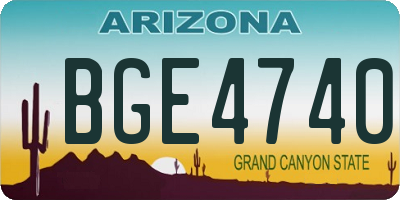 AZ license plate BGE4740