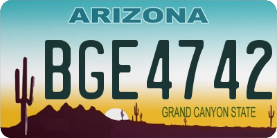 AZ license plate BGE4742