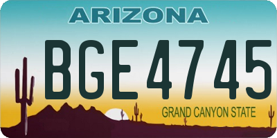 AZ license plate BGE4745